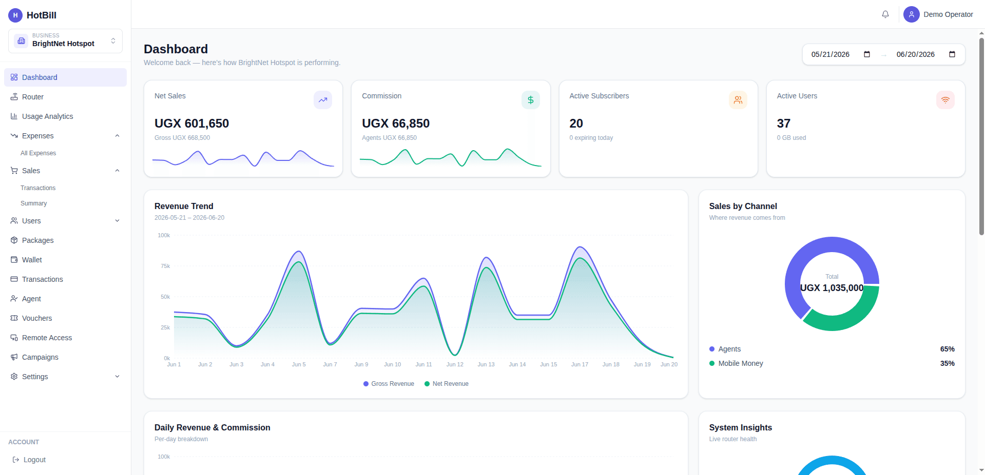 HotBill Dashboard