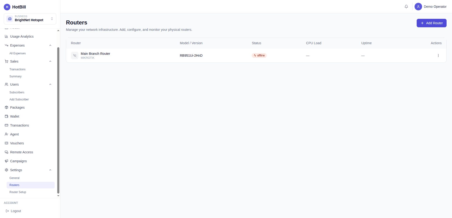 HotBill Router Monitoring